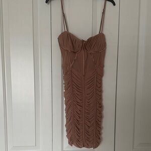 Zara Strapless Tan Ruched Dress